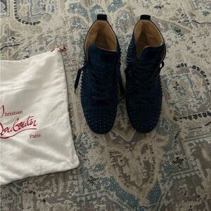 Christian Louboutin Blue Sneakers with Iconic Red Soles